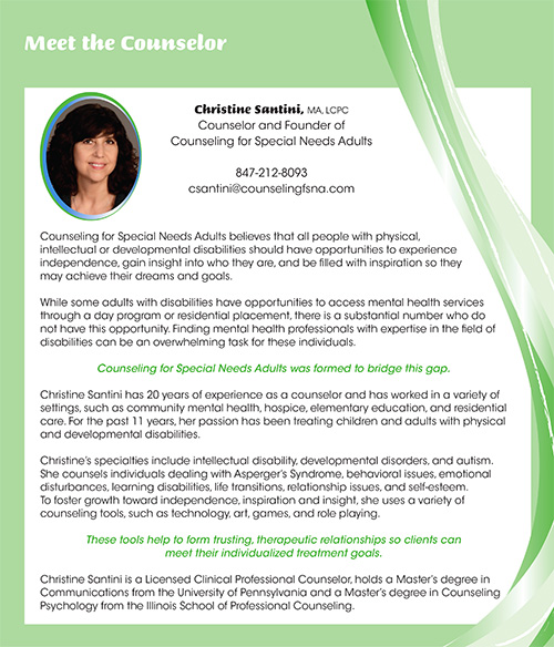 Step sheet for Counseling for Special Needs Adults