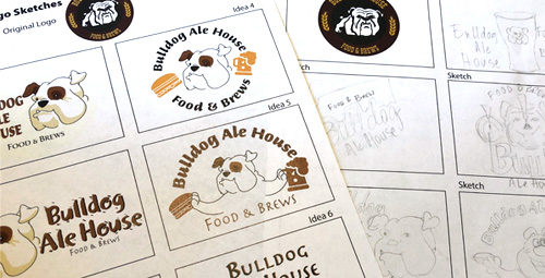 Sample sketches for a logo redesign project